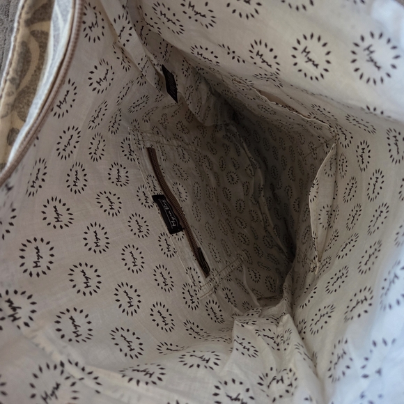 Myra Bag Cream and Gray Swirl Backpack Leather Cotton Western Boho Hippie Travel - Picture 8 of 12